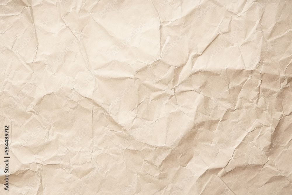 Design space beige crumpled paper textured background. Created with Generative AI Technology Design space beige crumpled paper textured background. Created with Generative AI Technology