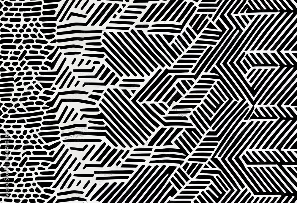 Black and white pattern background with hash marks. AI Generative Art.