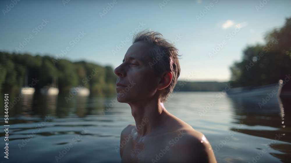Fototapeta premium Breathing exercises in lake