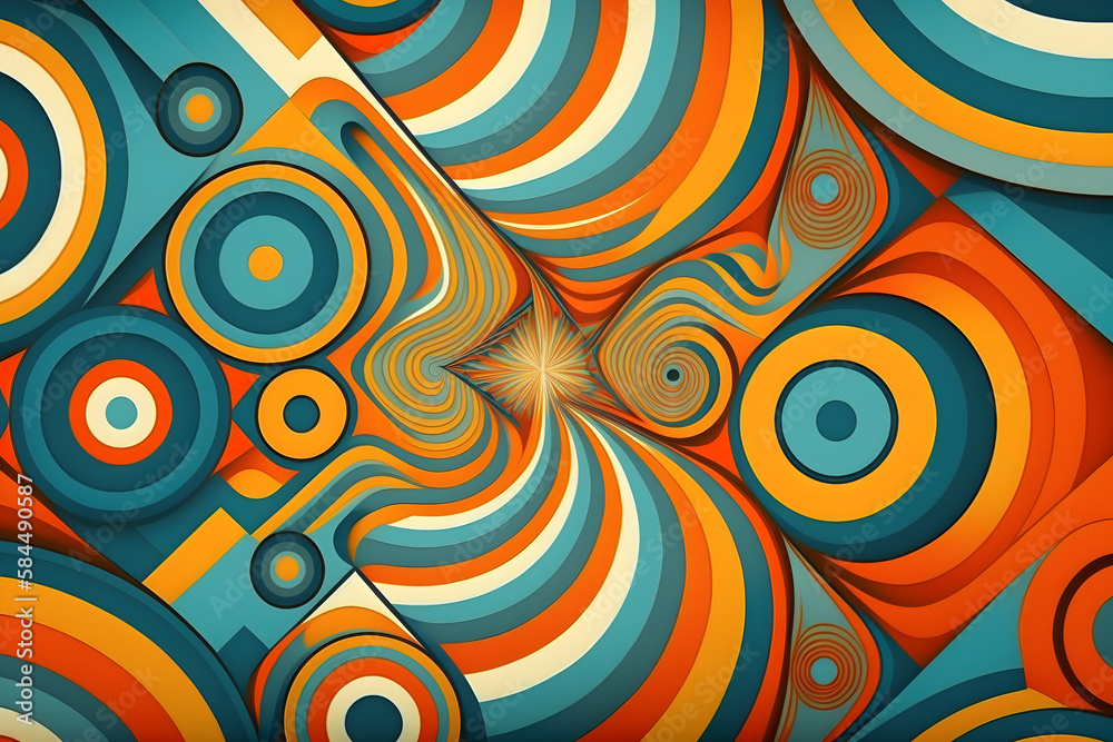 Psychedelic background in style of the 1970s and 1980s. Retro illustration. Generative Ai Psychedelic background in style of the 1970s and 1980s. Retro illustration. Generative Ai
