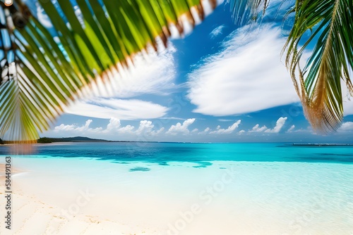 青い海と白い砂浜　with generative ai