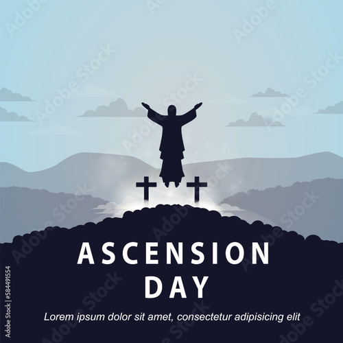 illustration of the day of the ascension of the lord jesus with jesus statue  symbol in the morning