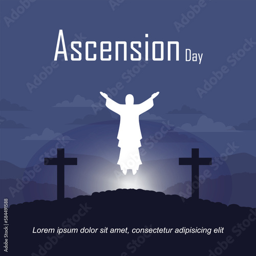 illustration of ascension day of the lord jesus with white Jesus Statue  symbol