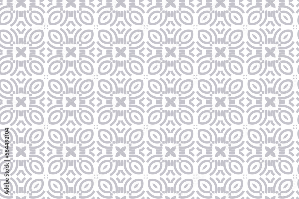 Geometric pattern with floral. Seamless vector background in white and gray color, Simple ornament in lattice graphic art. Geometric pattern with floral. Seamless vector background in white and gray color, Simple ornament in lattice graphic art.