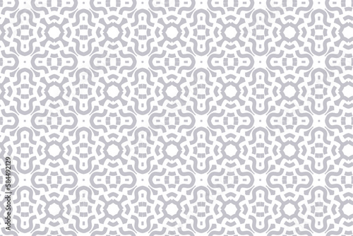 Geometric set of seamless patterns. White and gray vector backgrounds. Damask graphic ornaments