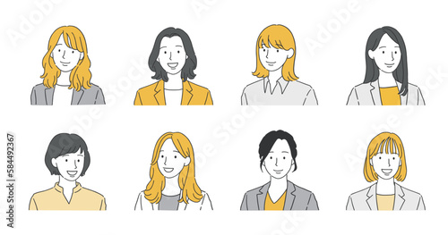 スーツを着た女性のアイコンイラストセット