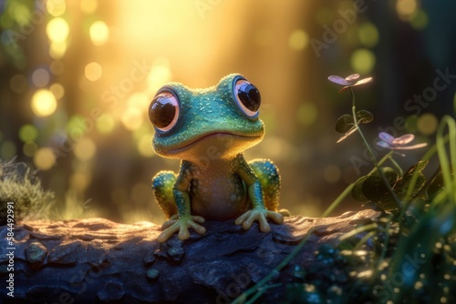 Frog In A Magical Backwoods At Dawn Generative AI