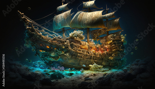 pirate ship in the ocean generative ai