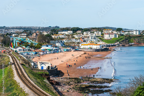 Goodrington Beach and Goodrington Promenade from a drone, Paignton, Devon, England, Europe  © Maciej Olszewski