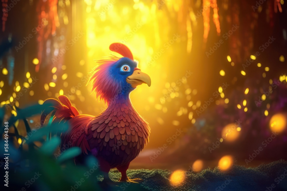 Rooster In A Marvelous Forest At Sunrise Generative AI