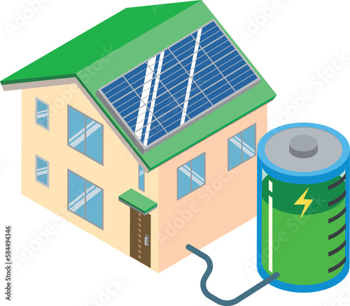 エネルギーを蓄電する乾電池とエコハウス