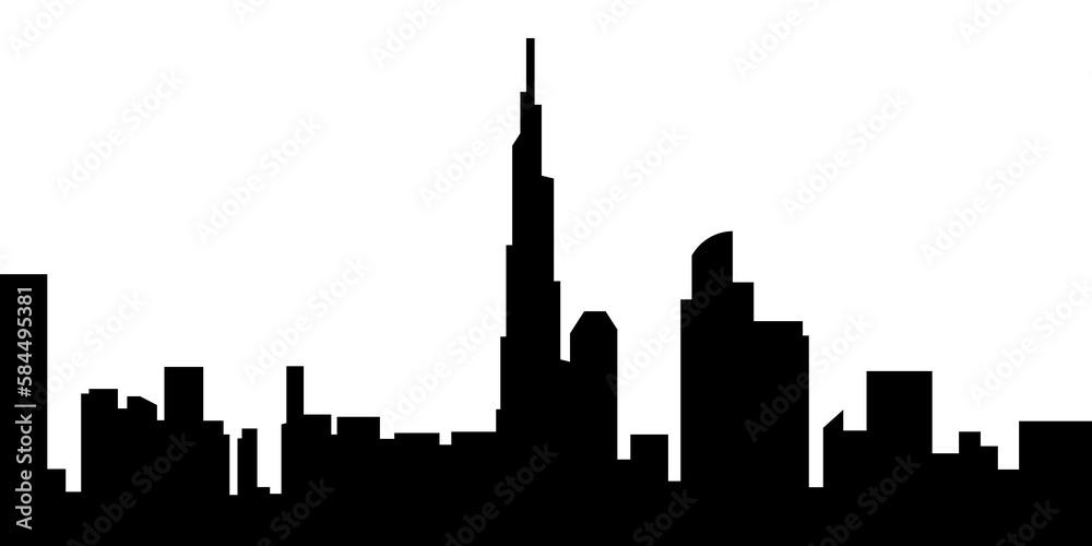 city landscape silhouette. concept of buildings, urban, buildings, skyscrapers. vector illustration.