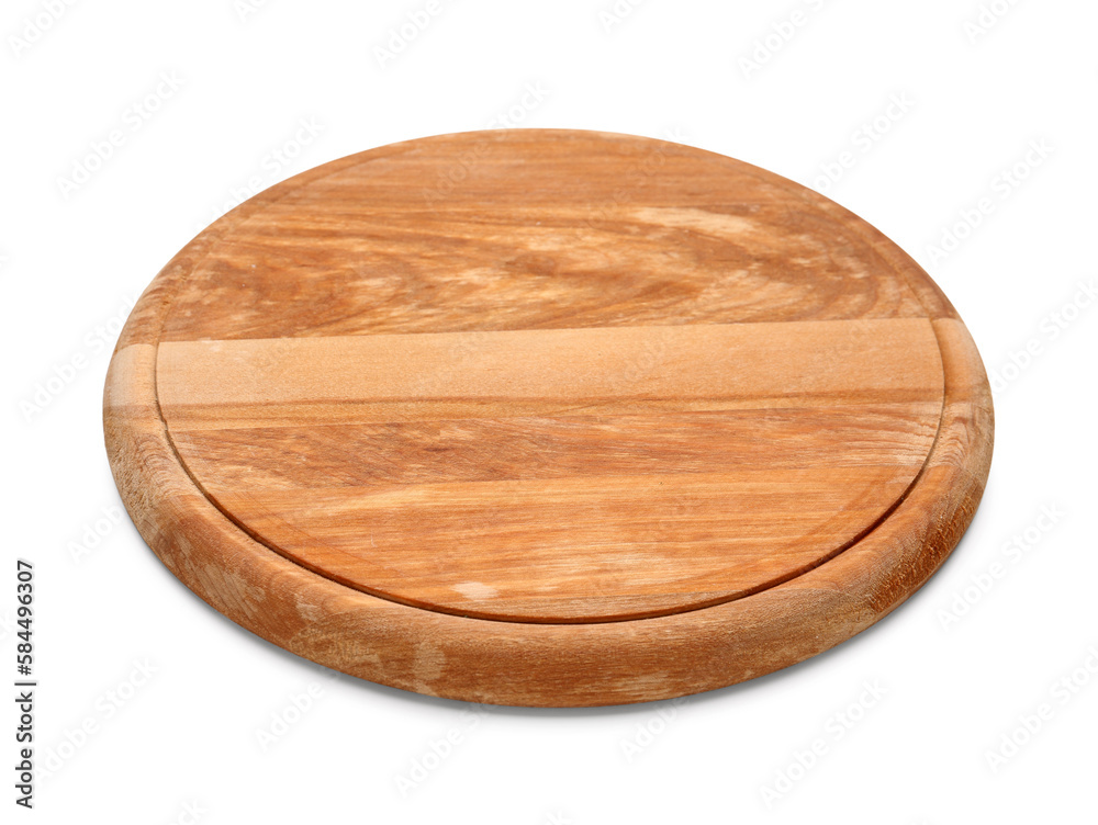 Round wooden board on white background Round wooden board on white background