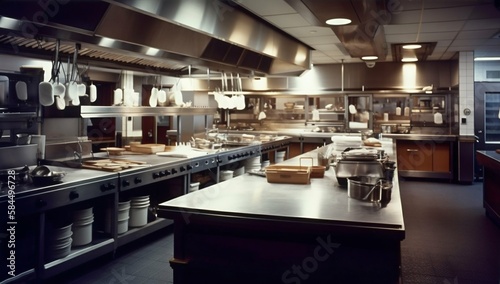 High class restaurant kitchen. Generative AI