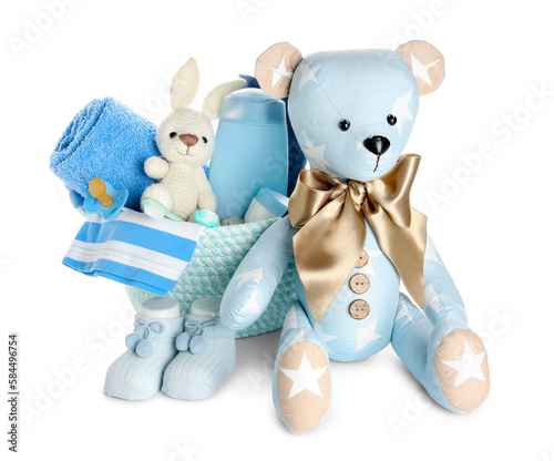 Basket with toys and baby t...