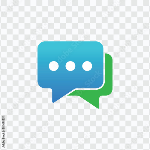 Chat Message icon, Talk bubble speech logo, Chat on line symbol, app Chat Messaging business concept, blue and green color Vector illustration