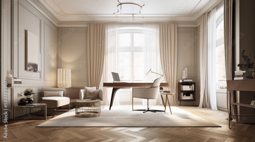 home interior design white and clean minimal study room sofa clear light day time nature earth tone material scheme colour image, image ai generate home interior design white and clean minimal study room sofa clear light day time nature earth tone material scheme colour image, image ai generate