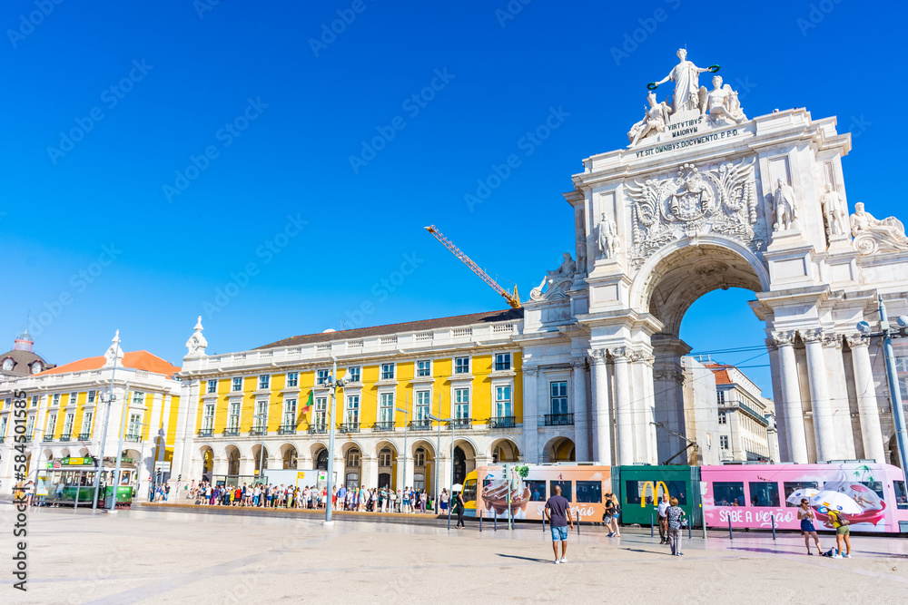 LISBON, PORTUGAL, 15 AUGUST 2018:Praca do Comercio, commerce square,in Lisbon, Portugal