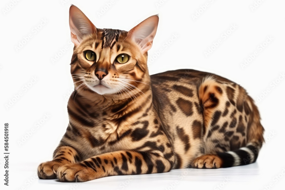 bengal cat isolated on white background