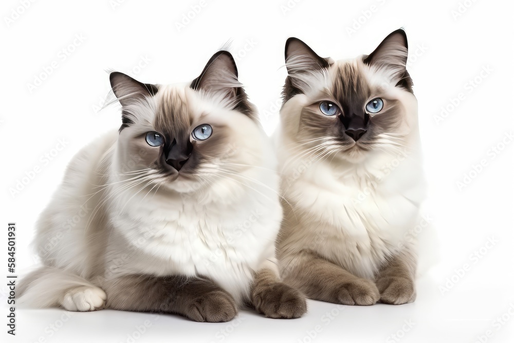 two kittens on white