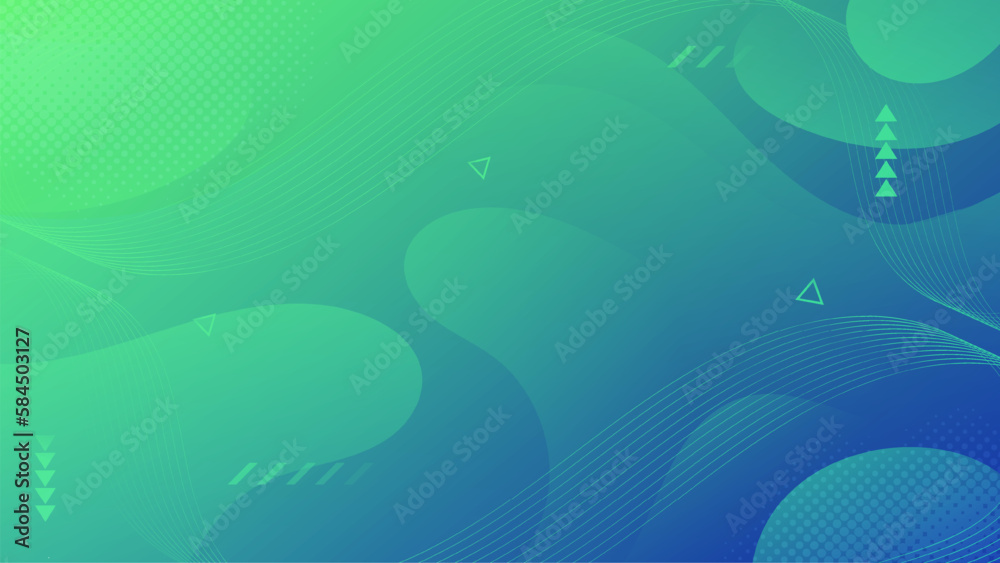 Abstract Gradient Green Blue liquid background. Modern background design. Dynamic Waves. Fluid shapes composition. Fit for website, banners, brochure, posters