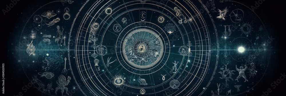 An abstract astrology background. Generative AI. 