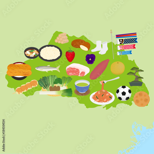 埼玉県の名物のイラストセット