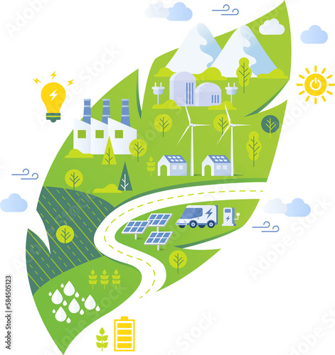 Green Energy Concept Illustration, Sustainability Environment, esg business