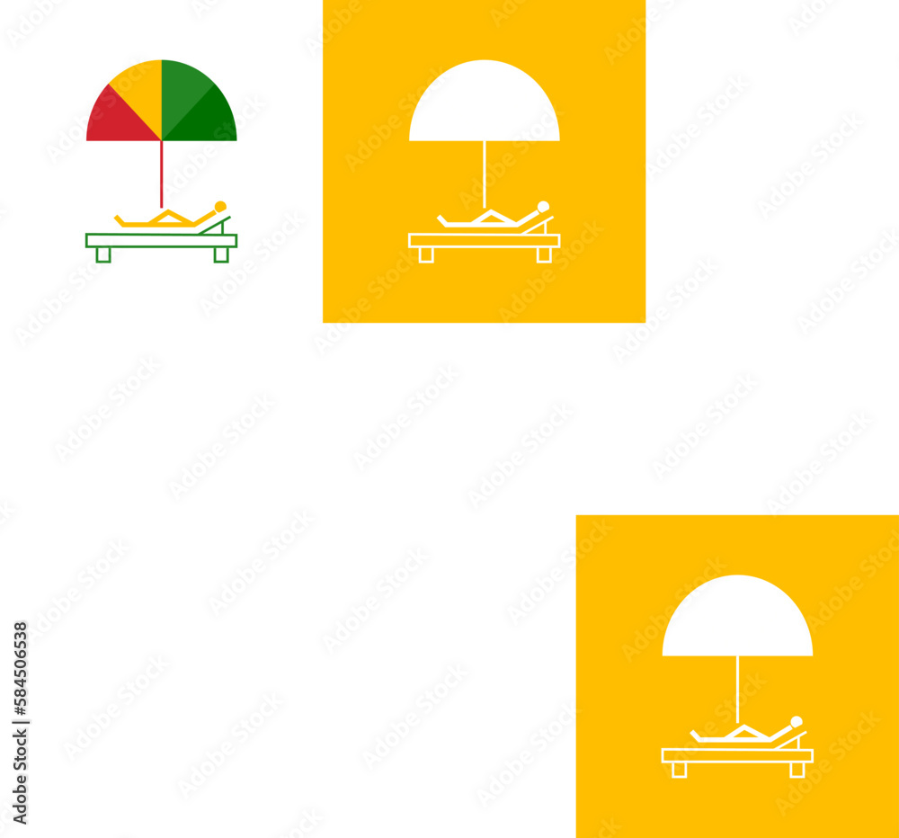 Beach Umbrella Logo with Vintage Style in Linear Concept. Parasol Logo