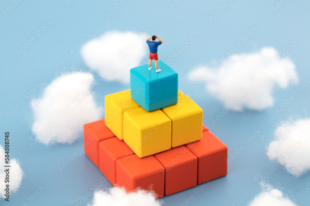 Standing at the height of the building blocks and looking out at the world Standing at the height of the building blocks and looking out at the world