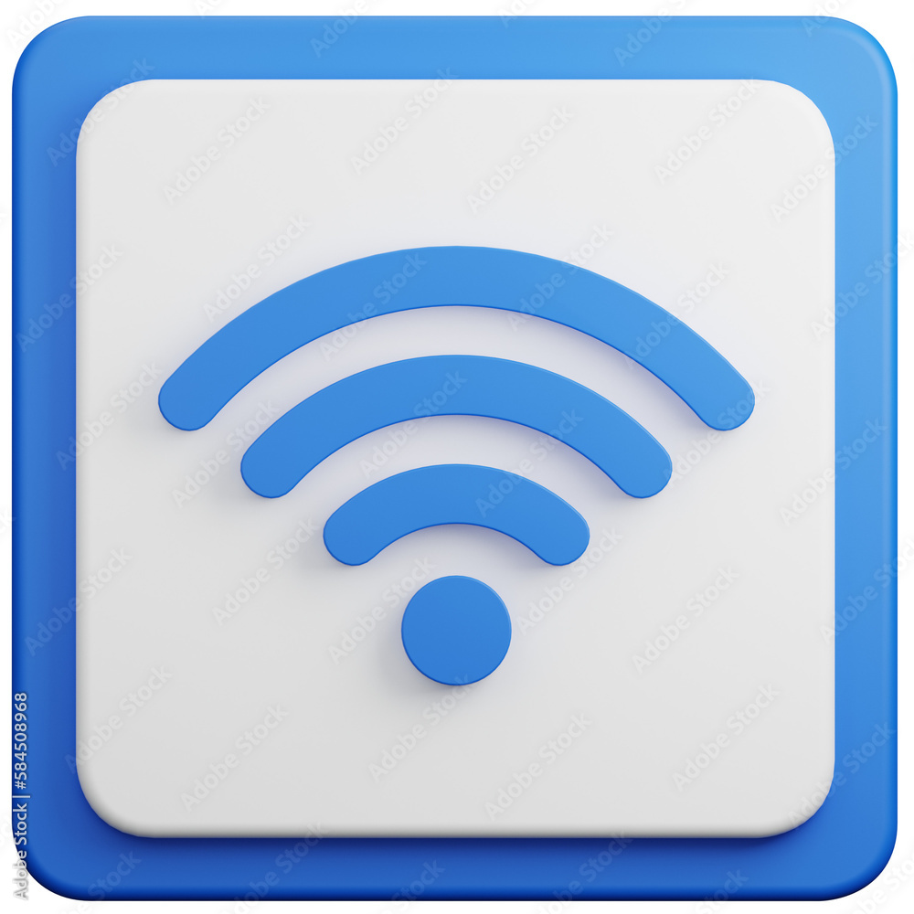 wifi icon on blue white button 3d illustartion wifi icon on blue white button 3d illustartion