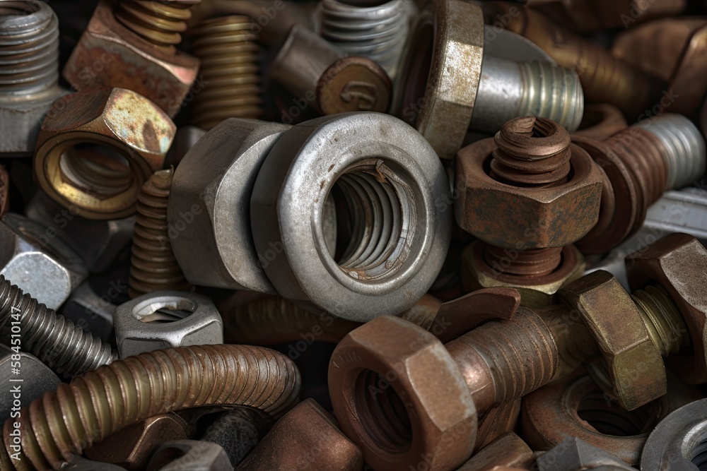 Nuts and bolts background, high quality generative ai Nuts and bolts background, high quality generative ai