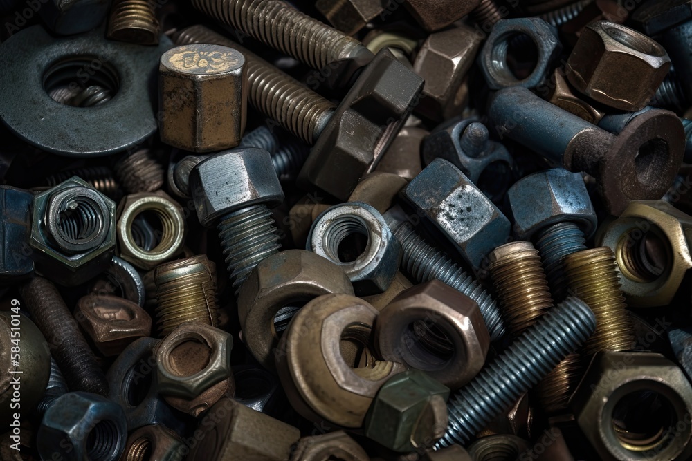 Nuts and bolts background, high quality generative ai Nuts and bolts background, high quality generative ai