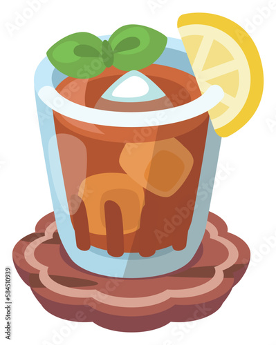 アイスティーのイラスト_コロンとかわいいシンプルお料理ベクターイラスト