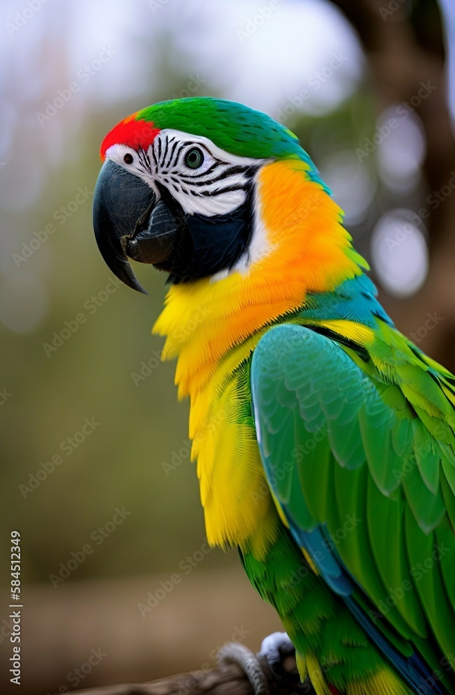 cute parrot in nature garden