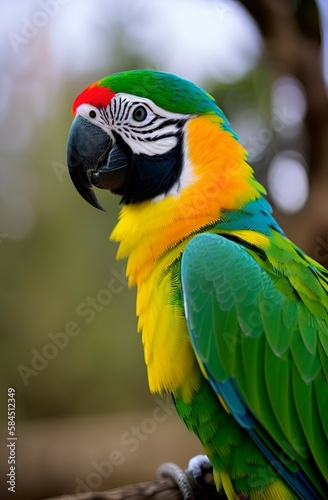 cute parrot in nature garden