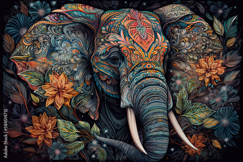 Wallpaper Mural elephant head Fokus in camera ethnic painting Torontodigital.ca