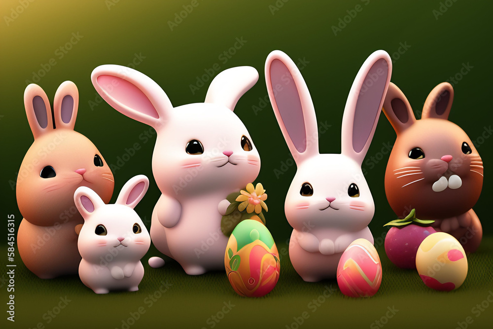 Fototapeta premium Easter Photo with Colourful Eggs Cute Background Wallpaper