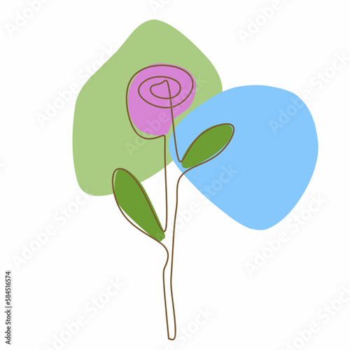 creative minimalist line art illustration featuring an abstract flower with vibrant colors. This modern design combines simplicity and elegance, ideal for decorative purposes and contemporary art enth