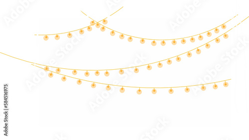decorative twinkling lights for christmas, for the christmas tree. which is isolated on a transparent background