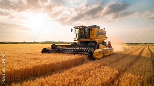 Modern harvester working on...