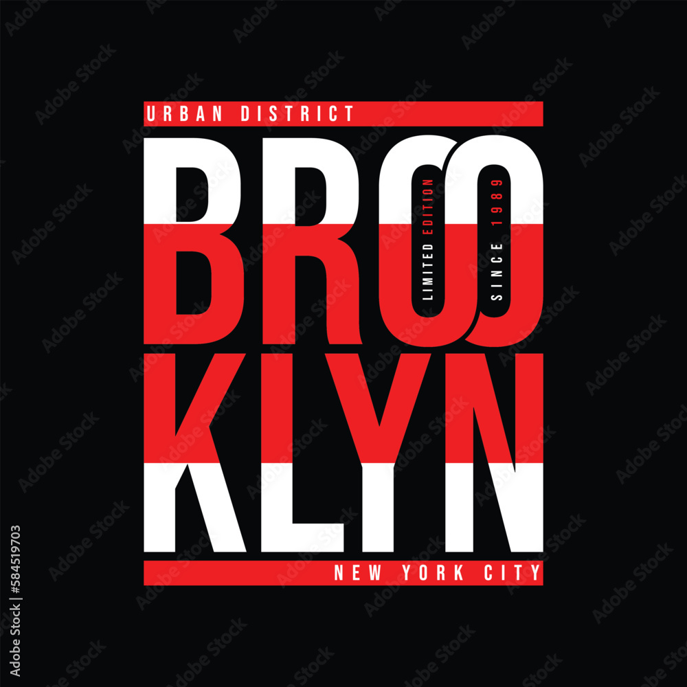 Brooklyn urban new york city typography t-shirt print vector template