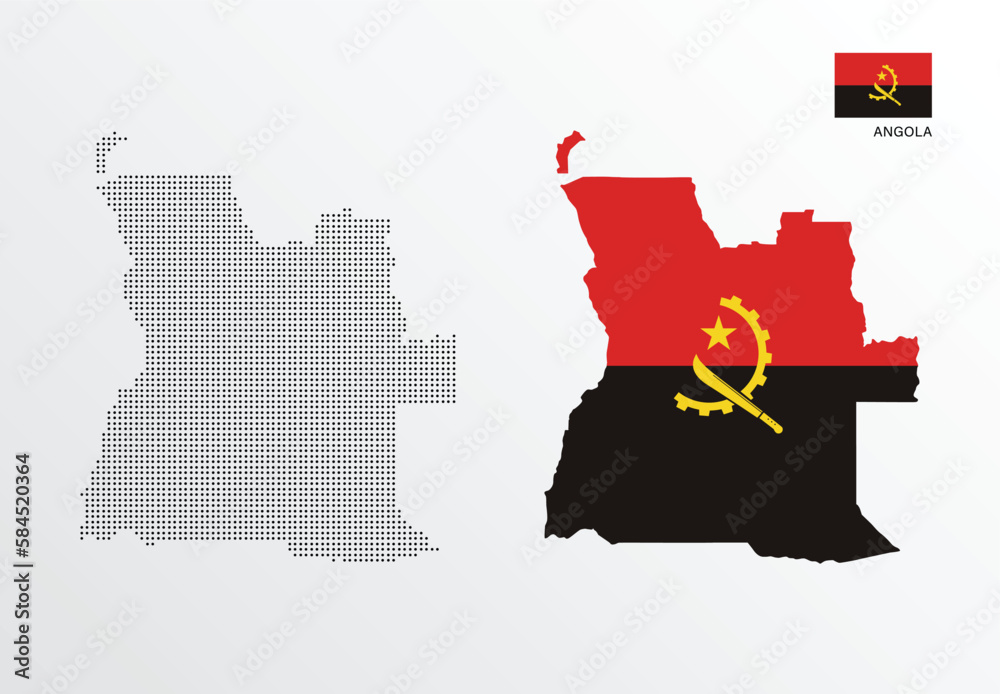 Vector illustration of Angola map with flag Stock Vector | Adobe Stock