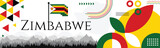 Zimbabwe independence day Banner with map, flag colors theme background and geometric abstract retro modern red, yellow and green design. illustration banner design template.