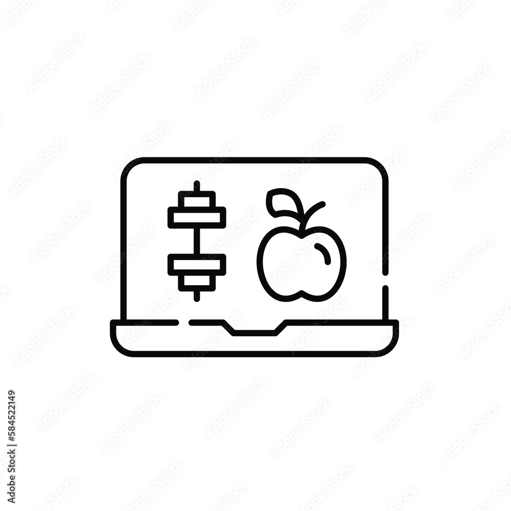 Healthy diet and exercise routine app. Pixel perfect, editable stroke icon
