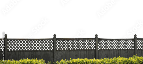  Cutout of an isolated dark wooden fence with the transparent png 