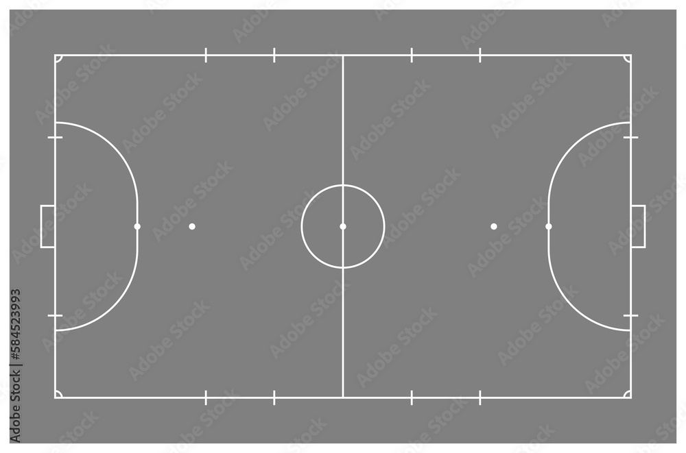Futsal court or Indoor Soccer Field Layout for Illustration, Pictogram