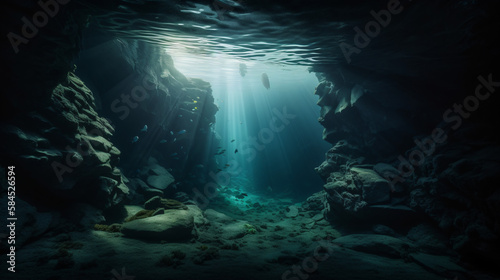 aqua creatures under ocean bed magical vibe generative ai