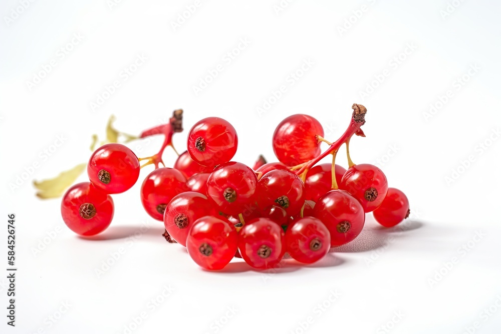 Closeup of Redcurrants on a white background. Created by Generative AI technology.