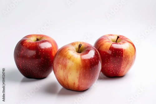 Closeup of Royal Gala Apples on a white background. Created by Generative AI technology.